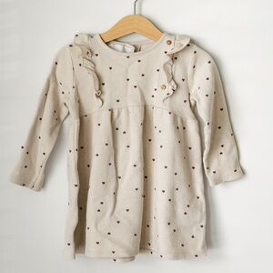 Zara Kids Cream Ruffle Heart Print Dress | 2-3 Years